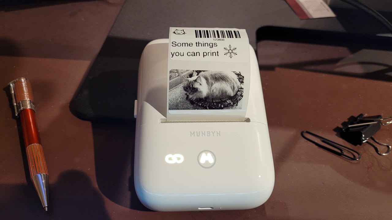 A label printer on a desk
